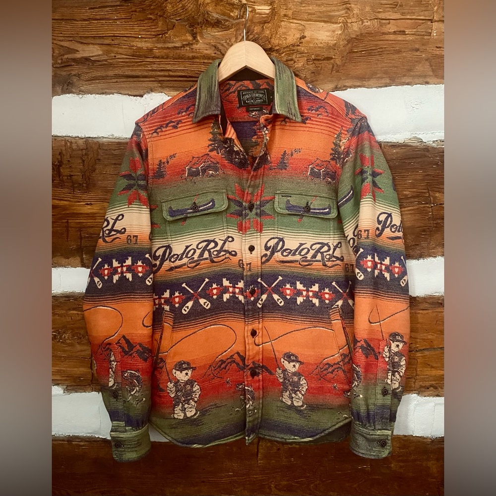 POLO RALPH LAUREN Custom Fit Polo Bear Flannel Workshirt size medium
